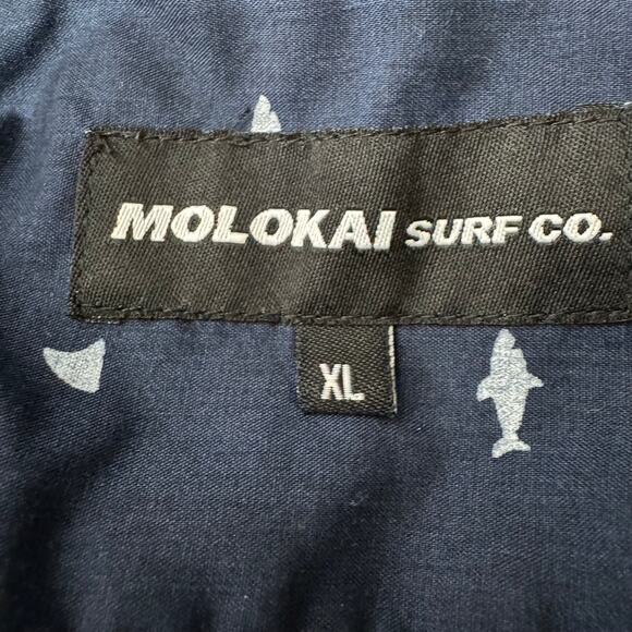 Molokai Surf Aloha Blue Shark Cotton Short Sleeve Shirt Mens Size‎ XL - Picture 4 of 5